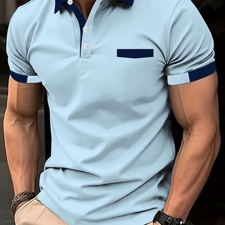 Men’s Colorblock Short Sleeve Golf T-Shirt – Trendy Casual Tennis Tee for Summer