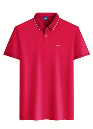 KAISER Men’s 100% Cotton Short Sleeve Shirt – Navy Blue with Beige Contrast Collar & Logo – Casual Button-Up for Summer