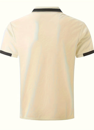 RED SPY Men’s Casual Summer Shirt – Short Sleeve Knit with Heat Transfer Print – Solid Color, Regular Fit, Half Placket Collar – 100% Polyester