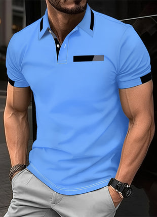 RED SPY Men’s Casual Summer Shirt – Short Sleeve Knit with Heat Transfer Print – Solid Color, Regular Fit, Half Placket Collar – 100% Polyester