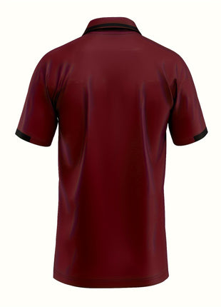 RED SPY Men’s Casual Summer Shirt – Short Sleeve Knit with Heat Transfer Print – Solid Color, Regular Fit, Half Placket Collar – 100% Polyester