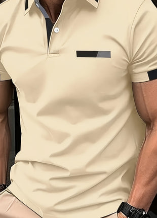 RED SPY Men’s Casual Summer Shirt – Short Sleeve Knit with Heat Transfer Print – Solid Color, Regular Fit, Half Placket Collar – 100% Polyester