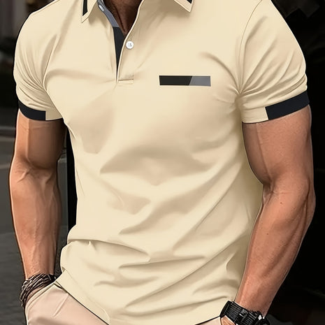 RED SPY Men’s Casual Summer Shirt – Short Sleeve Knit with Heat Transfer Print – Solid Color, Regular Fit, Half Placket Collar – 100% Polyester