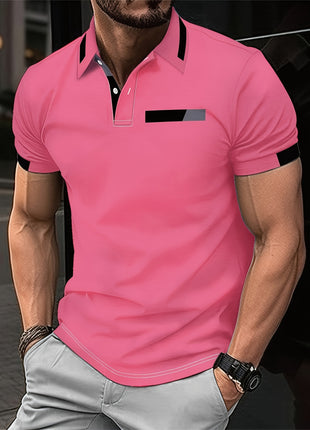 RED SPY Men’s Casual Summer Shirt – Short Sleeve Knit with Heat Transfer Print – Solid Color, Regular Fit, Half Placket Collar – 100% Polyester