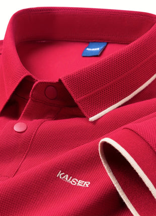 KAISER Men’s 100% Cotton Short Sleeve Shirt – Navy Blue with Beige Contrast Collar & Logo – Casual Button-Up for Summer