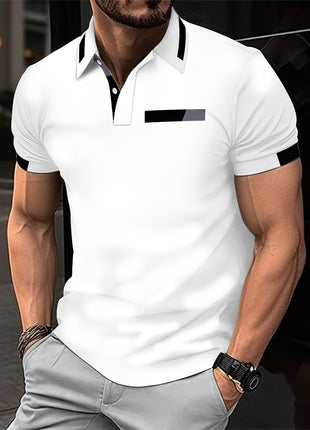 RED SPY Men’s Casual Summer Shirt – Short Sleeve Knit with Heat Transfer Print – Solid Color, Regular Fit, Half Placket Collar – 100% Polyester