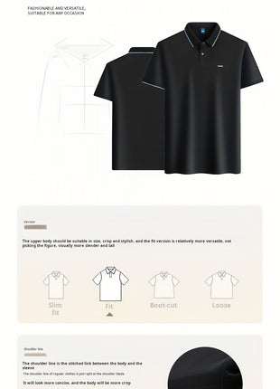 KAISER Men’s 100% Cotton Short Sleeve Shirt – Navy Blue with Beige Contrast Collar & Logo – Casual Button-Up for Summer