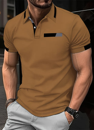 RED SPY Men’s Casual Summer Shirt – Short Sleeve Knit with Heat Transfer Print – Solid Color, Regular Fit, Half Placket Collar – 100% Polyester