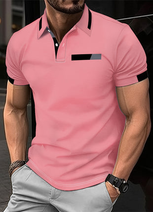 RED SPY Men’s Casual Summer Shirt – Short Sleeve Knit with Heat Transfer Print – Solid Color, Regular Fit, Half Placket Collar – 100% Polyester