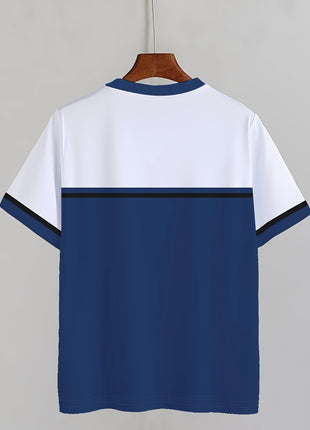 Men’s Casual Mesh T-Shirt – Breathable Polyester, Short Sleeve Crew Neck with Geometric Print