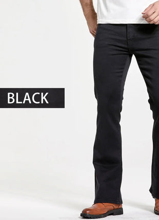Men’s Bootcut Jeans – Slim Fit, Slightly Flared Stretch Denim – Classic Designer Style in Blue or Black