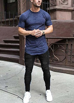 Men’s White Skinny Jeans – Stretch Fit with Ripped Detailing – Vintage-Washed Solid Denim for Casual Streetwear Style
