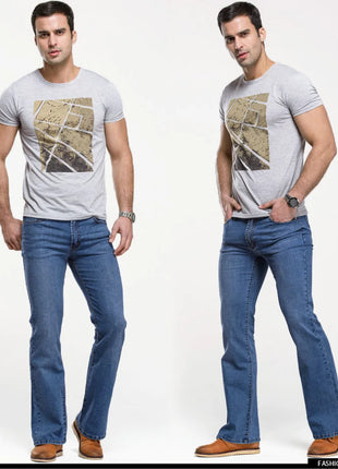 Men’s Bootcut Jeans – Slim Fit, Slightly Flared Stretch Denim – Classic Designer Style in Blue or Black