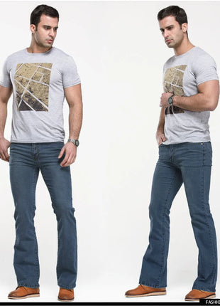 Men’s Bootcut Jeans – Slim Fit, Slightly Flared Stretch Denim – Classic Designer Style in Blue or Black