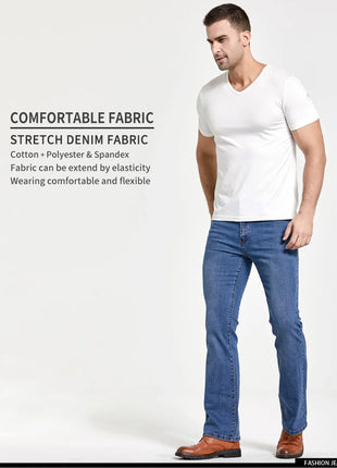 Men’s Bootcut Jeans – Slim Fit, Slightly Flared Stretch Denim – Classic Designer Style in Blue or Black