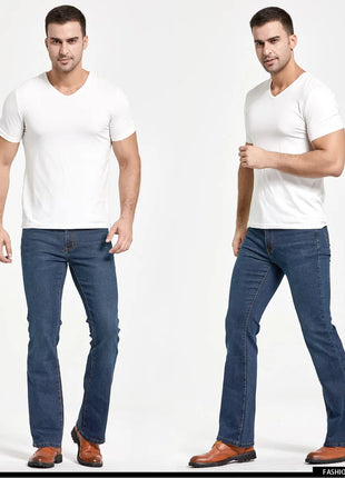 Men’s Bootcut Jeans – Slim Fit, Slightly Flared Stretch Denim – Classic Designer Style in Blue or Black