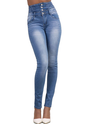 Women’s High-Waist Black Skinny Jeans – Push-Up Stretch Denim Pants – Slim Fit Vintage Pencil Style for a Flattering Look