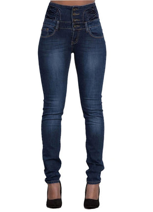 Women’s High-Waist Black Skinny Jeans – Push-Up Stretch Denim Pants – Slim Fit Vintage Pencil Style for a Flattering Look