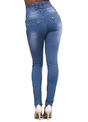 Women’s High-Waist Black Skinny Jeans – Push-Up Stretch Denim Pants – Slim Fit Vintage Pencil Style for a Flattering Look