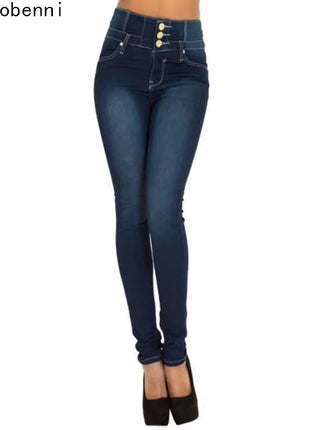 Women’s High-Waist Black Skinny Jeans – Push-Up Stretch Denim Pants – Slim Fit Vintage Pencil Style for a Flattering Look