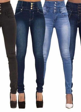 Women’s High-Waist Black Skinny Jeans – Push-Up Stretch Denim Pants – Slim Fit Vintage Pencil Style for a Flattering Look