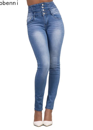 Women’s High-Waist Black Skinny Jeans – Push-Up Stretch Denim Pants – Slim Fit Vintage Pencil Style for a Flattering Look
