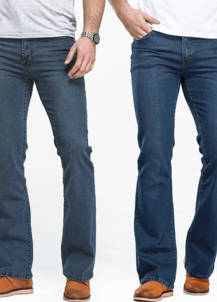 Men’s Bootcut Jeans – Slim Fit, Slightly Flared Stretch Denim – Classic Designer Style in Blue or Black