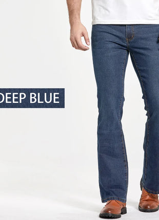 Men’s Bootcut Jeans – Slim Fit, Slightly Flared Stretch Denim – Classic Designer Style in Blue or Black