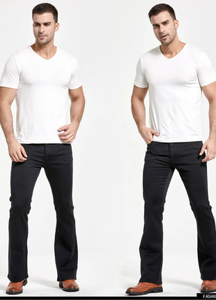 Men’s Bootcut Jeans – Slim Fit, Slightly Flared Stretch Denim – Classic Designer Style in Blue or Black