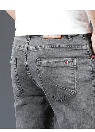 2024 Men’s Cotton Stretch Jeans – Slim Straight Fit Business Casual Denim – Trendy & Comfortable in Blue or Grey