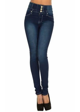 Women’s High-Waist Black Skinny Jeans – Push-Up Stretch Denim Pants – Slim Fit Vintage Pencil Style for a Flattering Look