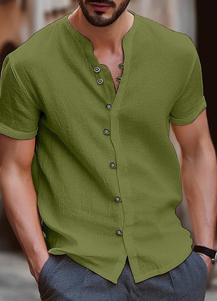 Men’s Casual Cotton-Linen Short-Sleeve Shirt – Lightweight, Breathable Summer Top – Fashionable and Comfortable