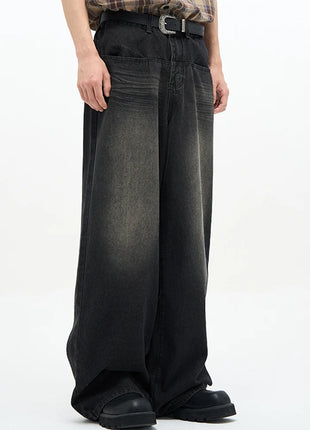 Men’s Classic American Hip-Hop Jeans – Wide-Leg, Retro Straight Fit – Youth Streetwear Style, Oversized Denim Trousers