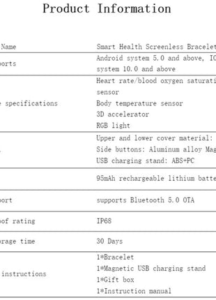 Smart Bracelet – Heart Rate & Blood Pressure Monitor, Pedometer, and Fitness Tracker – For Men & Women