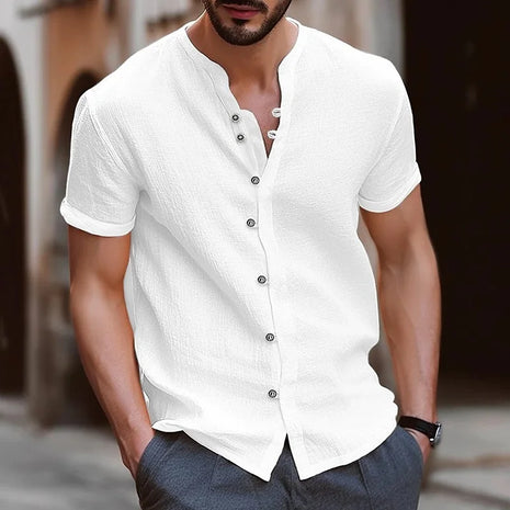Men’s Casual Cotton-Linen Short-Sleeve Shirt – Lightweight, Breathable Summer Top – Fashionable and Comfortable