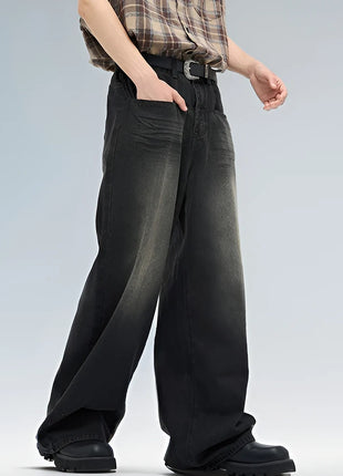Men’s Classic American Hip-Hop Jeans – Wide-Leg, Retro Straight Fit – Youth Streetwear Style, Oversized Denim Trousers