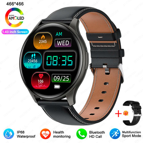 2025 Bluetooth Calling Smartwatch – 1.43" AMOLED HD Display – Compatible with Xiaomi & Huawei – For Men & Women
