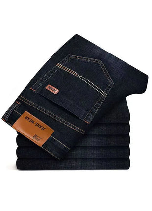 Classic Men’s Black Denim Jeans – Soft Biker-Style Pants – Sizes 28–40 – Masculine Fit for Everyday Wear