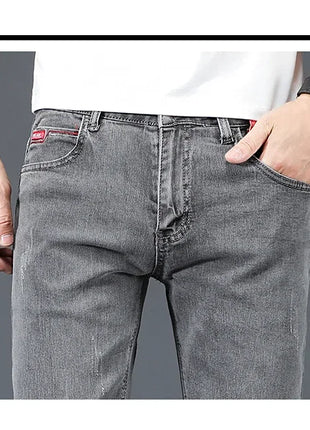 2024 Men’s Cotton Stretch Jeans – Slim Straight Fit Business Casual Denim – Trendy & Comfortable in Blue or Grey