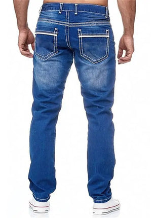Men's Straight-Leg Denim Jeans – Casual Streetwear Style with Pockets – Black & Light Blue – Spring/Autumn Wear