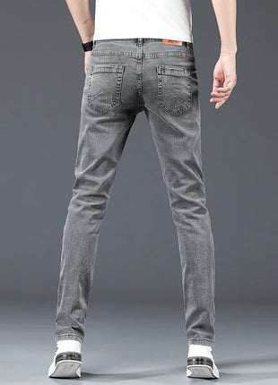2024 Men’s Cotton Stretch Jeans – Slim Straight Fit Business Casual Denim – Trendy & Comfortable in Blue or Grey