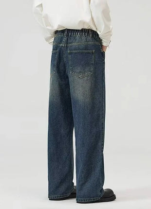 Men’s Classic American Hip-Hop Jeans – Wide-Leg, Retro Straight Fit – Youth Streetwear Style, Oversized Denim Trousers