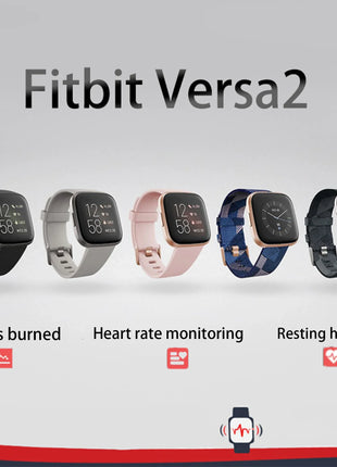 Fitbit Versa 2 Health & Fitness Smartwatch – Heart Rate Monitor, Built-in Alexa, Music Control, Sleep & Swim Tracking – Black/Carbon