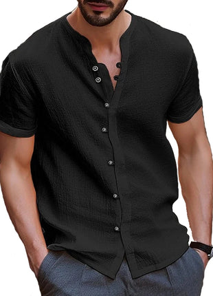 Men’s Casual Cotton-Linen Short-Sleeve Shirt – Lightweight, Breathable Summer Top – Fashionable and Comfortable