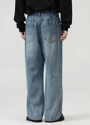 Men’s Classic American Hip-Hop Jeans – Wide-Leg, Retro Straight Fit – Youth Streetwear Style, Oversized Denim Trousers