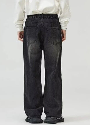 Men’s Classic American Hip-Hop Jeans – Wide-Leg, Retro Straight Fit – Youth Streetwear Style, Oversized Denim Trousers
