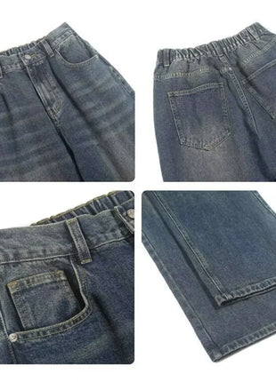 Men’s Classic American Hip-Hop Jeans – Wide-Leg, Retro Straight Fit – Youth Streetwear Style, Oversized Denim Trousers