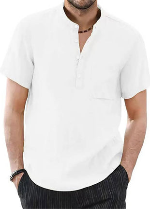 Men’s Cotton-Linen Short Sleeve T-Shirt – Solid Color Casual Summer Top – Lightweight, Breathable, and Comfortable
