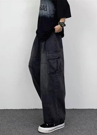 Men’s Wide-Leg Denim Jeans – Casual Loose Fit with Large Pockets – Straight-Leg, All-Season Style for Men & Women