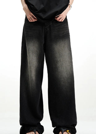 Men’s Classic American Hip-Hop Jeans – Wide-Leg, Retro Straight Fit – Youth Streetwear Style, Oversized Denim Trousers